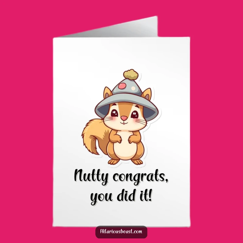 Free Printable Funny Squirrel Congrats Card - Silly Hat Bewildered Downloadable