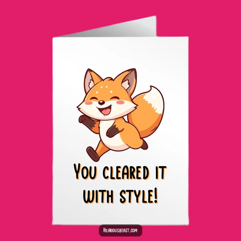 Free Printable Congratulations Card: Leaping Fox's Joy - Downloadable Celebration Art