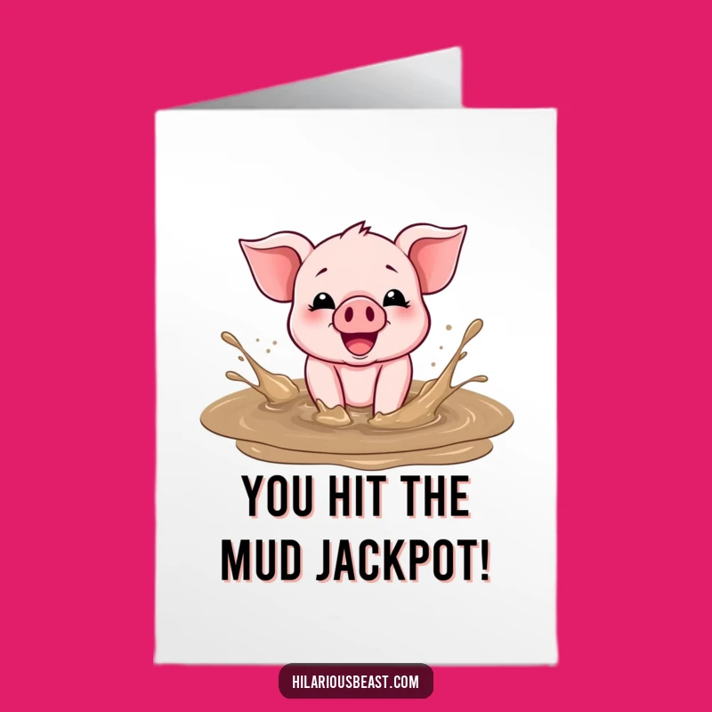 Free Printable Congrats Card: Piglet's Muddy Splash, a Funny Downloadable Gift