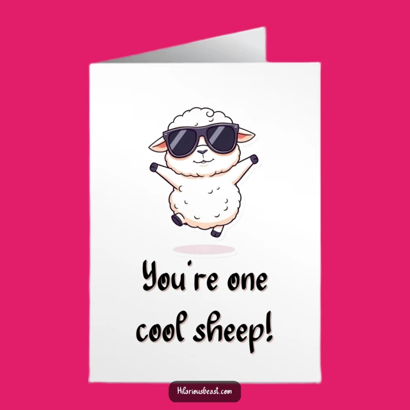 Free Printable Congrats Card: Sheep in Sunglasses Hopping, Funny Downloadable Gift