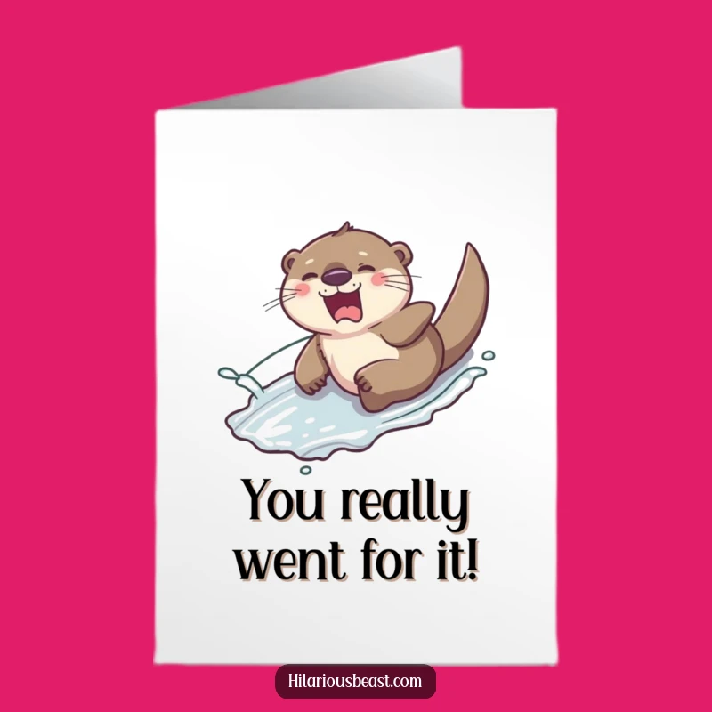 Free Printable Giggling Otter Congrats Card: Splashy Downloadable Gift for Celebrating Success