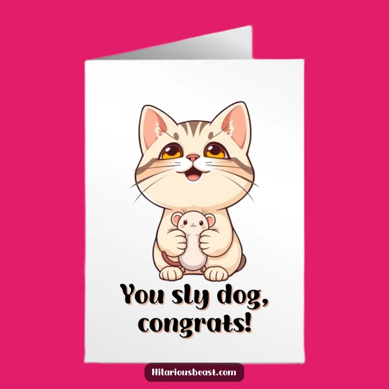 Free Printable Cat Congrats Card: Funny Mischief Downloadable Gift for Success