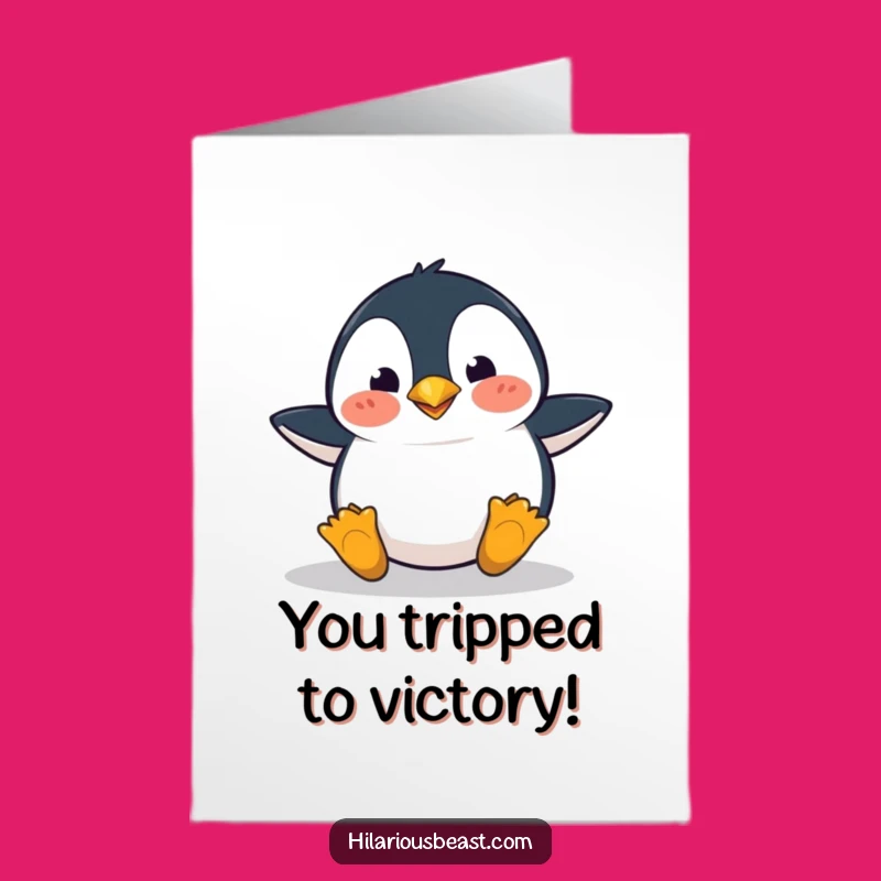 Free Printable Penguin Congrats Card: Tripping Fun Funny Downloadable Gift for All