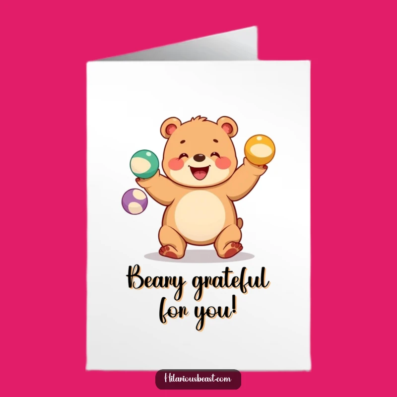 Free Printable Bear Thank You Card: Juggling Cub Downloadable Gratitude