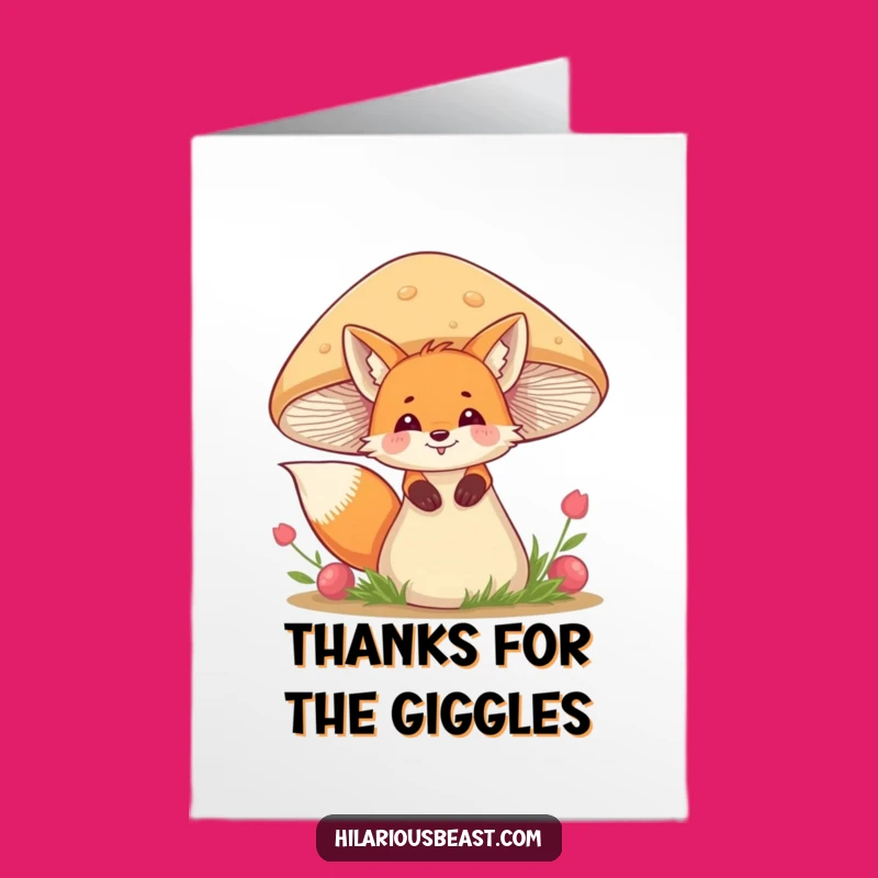 Free Printable Fox Thank You Card: Giggling Surprise Funny Downloadable Gift