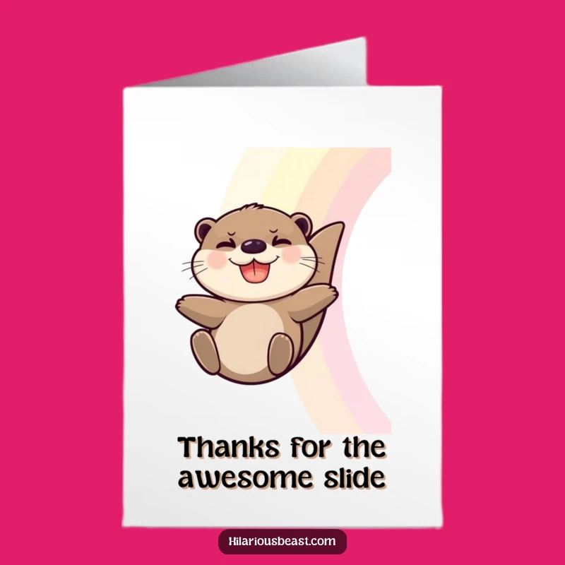Free Printable Otter Thank You Card: Rainbow Slide Gratitude Downloadable