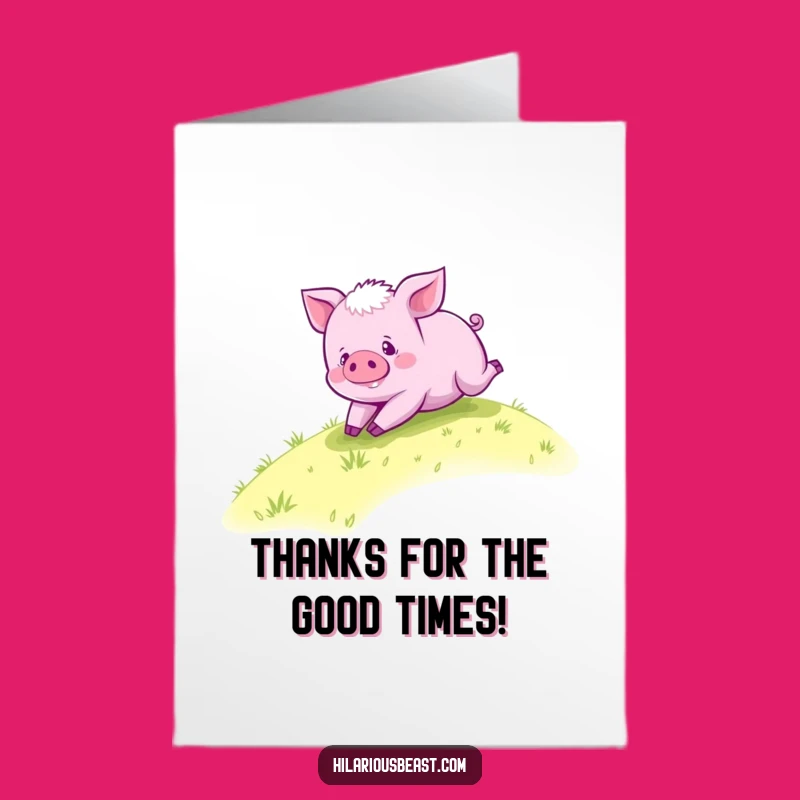 Free Printable Thank You Card: Piglet Rolls Thanks, Downloadable Gift