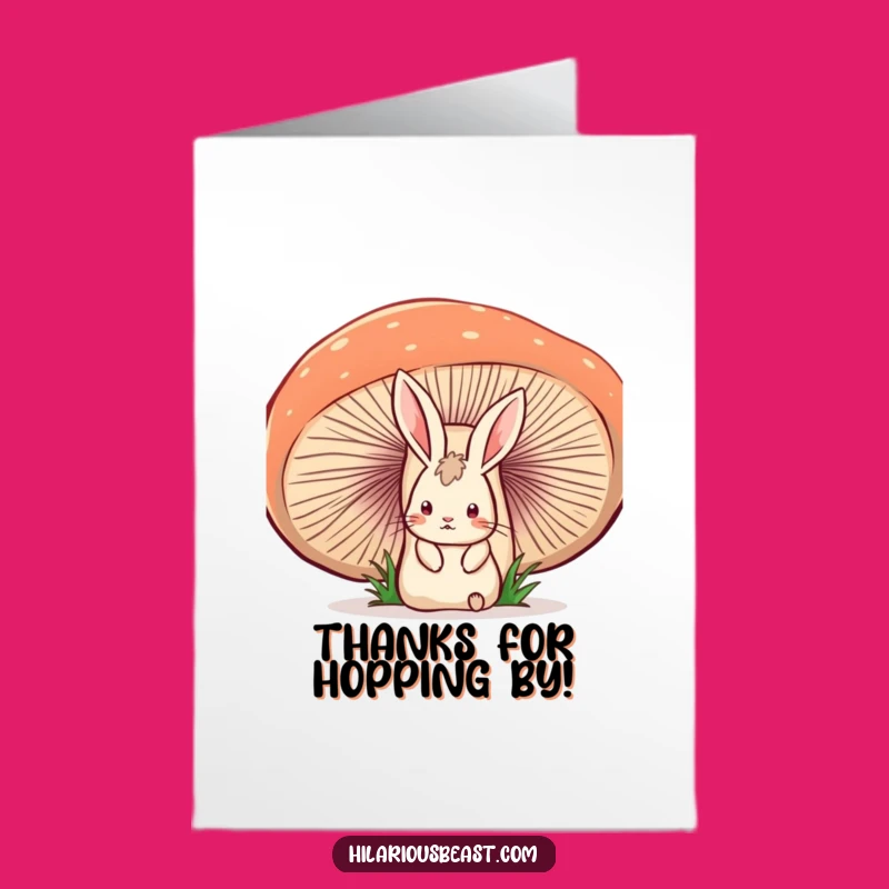 Free Printable Thank You Card: Startled Rabbit Mushroom Humor Downloadable Gift