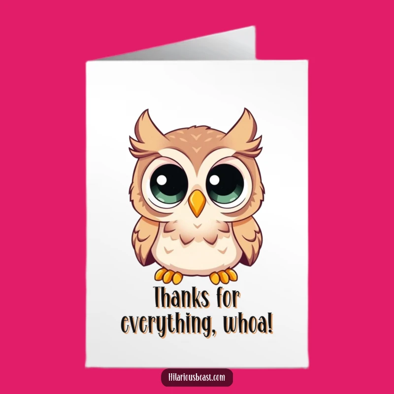 Free Printable Thank You Card: Surprised Owl Gratitude Downloadable Gift