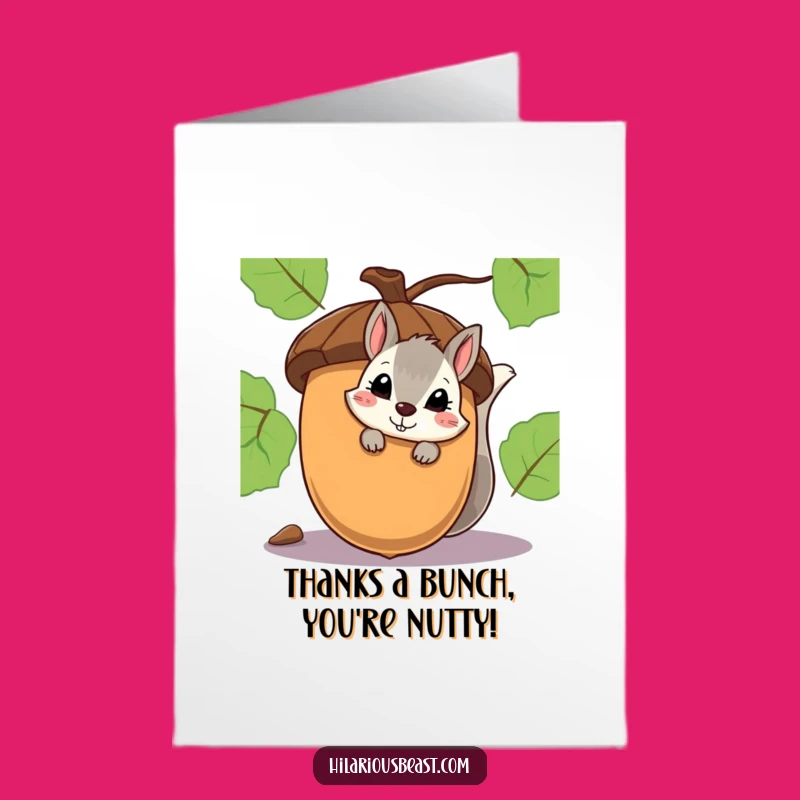 Free Printable Thank You Squirrel Card: Smirking Acorn Downloadable Thanks