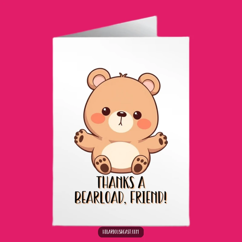 Free Printable Thank You: Waving Bear Enthusiastic Gratitude Downloadable Gift