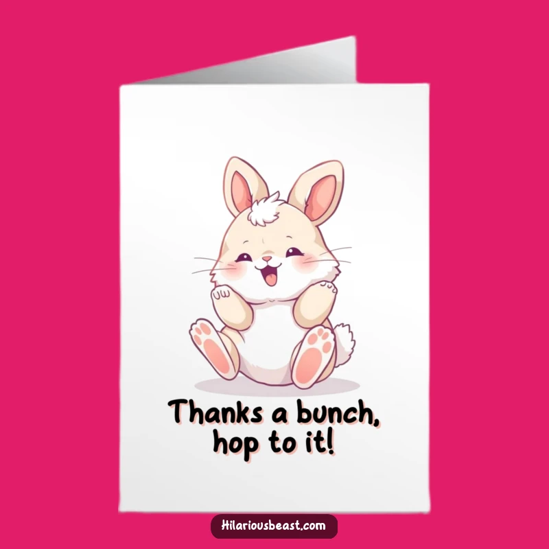 Free Printable Bunny Thank You Card: Rolling Cub Shows Gratitude - Funny Downloadable Gift