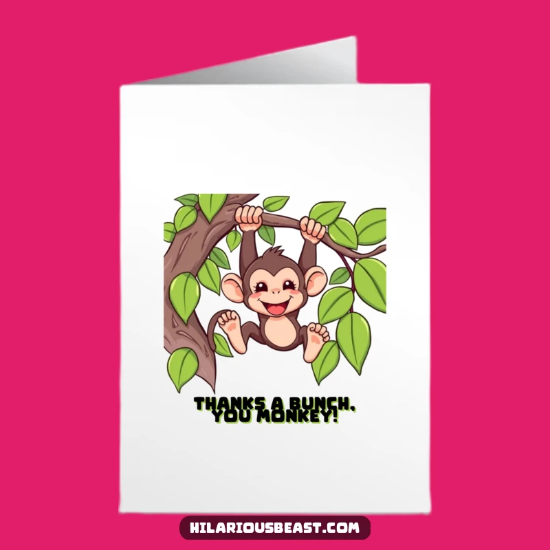 Free Printable Thank You Card: Monkey's Grinning Swing, a Funny Downloadable Gift