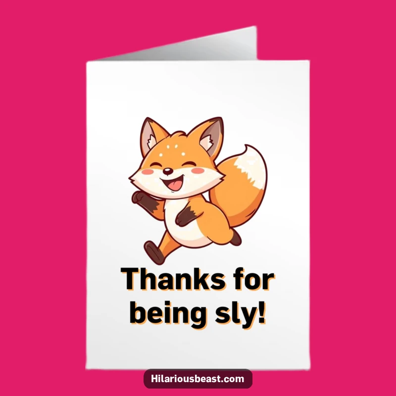 Free Printable Thank You Card: Leaping Fox's Gratitude - Downloadable Grinning Thanks