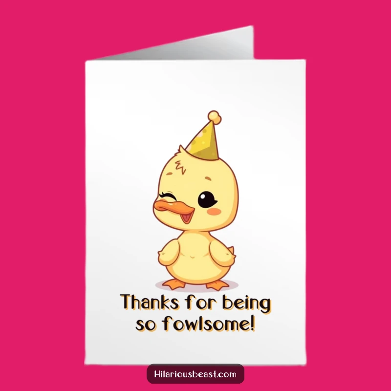 Free Printable Duckling Thank You Card: Happy Cub Wink Downloadable Gratitude Greeting