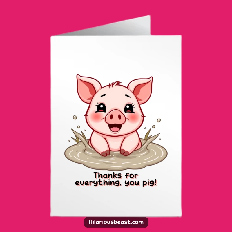 Free Printable Piglet Thank You Card: Muddy Glee Downloadable for Gratitude