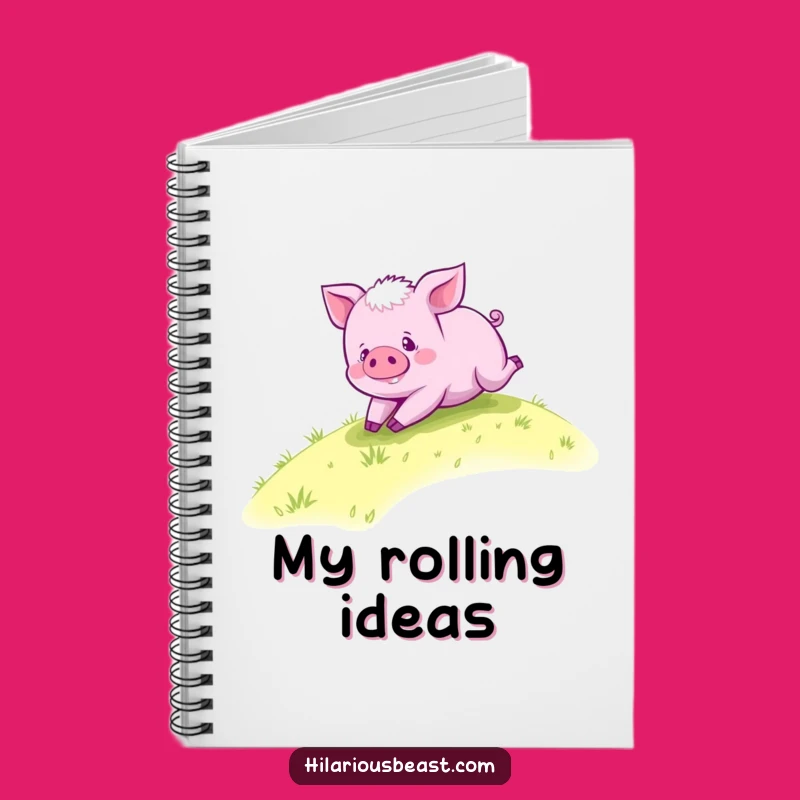 Funny Purple Piglet Rolling Notebook - Happy Hillside Piggy Journal Gift