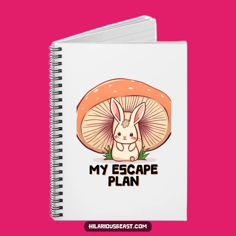 Funny Startled Rabbit Notebook - Wobbly Mushroom Journal Gift