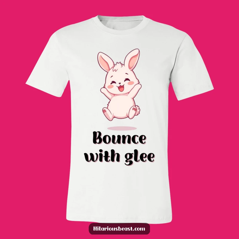 Funny Bunny Bouncing T-Shirt: Joyful Floppy Ears Pink Tee Gift