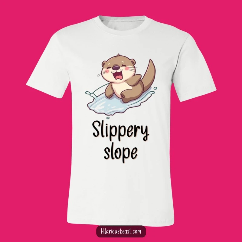 Funny Otter T-Shirt: Giggling Slider, Water Splash, Comfy Tee, Playful Gift