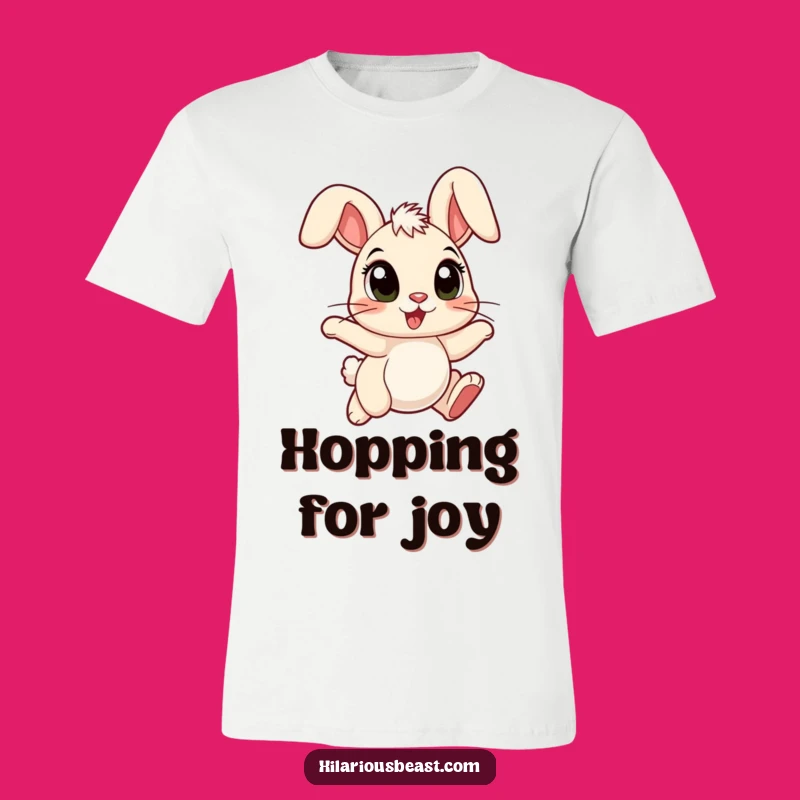 Funny Cartoon Bunny T-Shirt - Floppy Ears, Hopping with Joy, Wearable Fun!