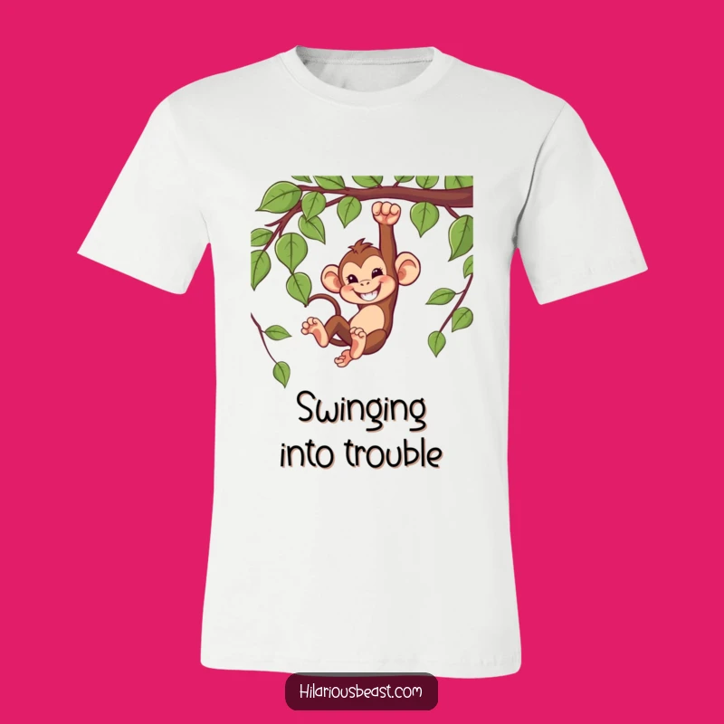 Funny Monkey Grin T-Shirt - Mischievous Vine Swinger Tee