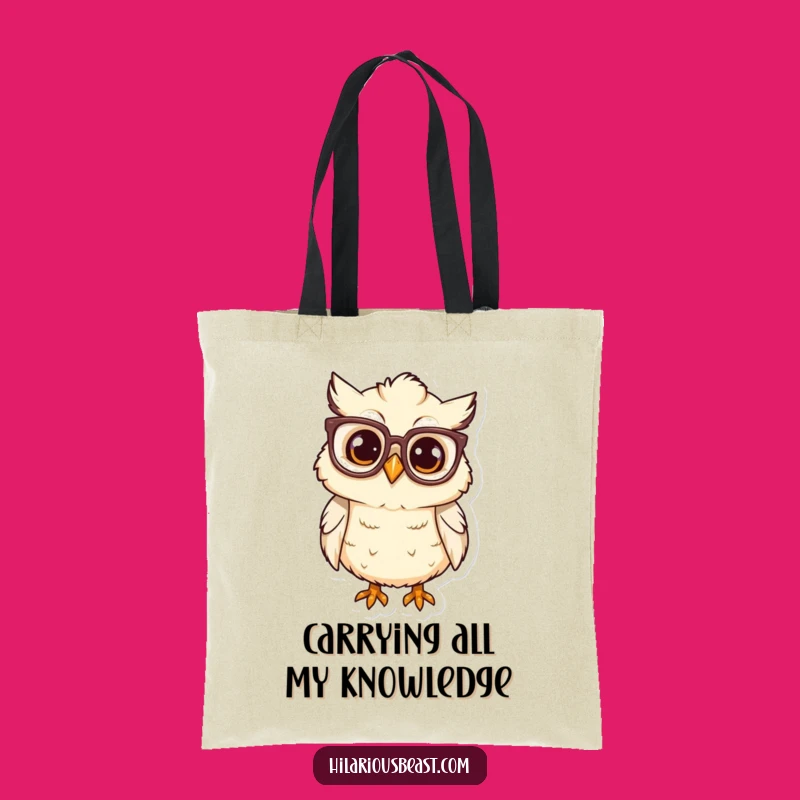 Funny Owl Chick Tote Bag: Oversized Glasses Carryall, Eco-Friendly Gift