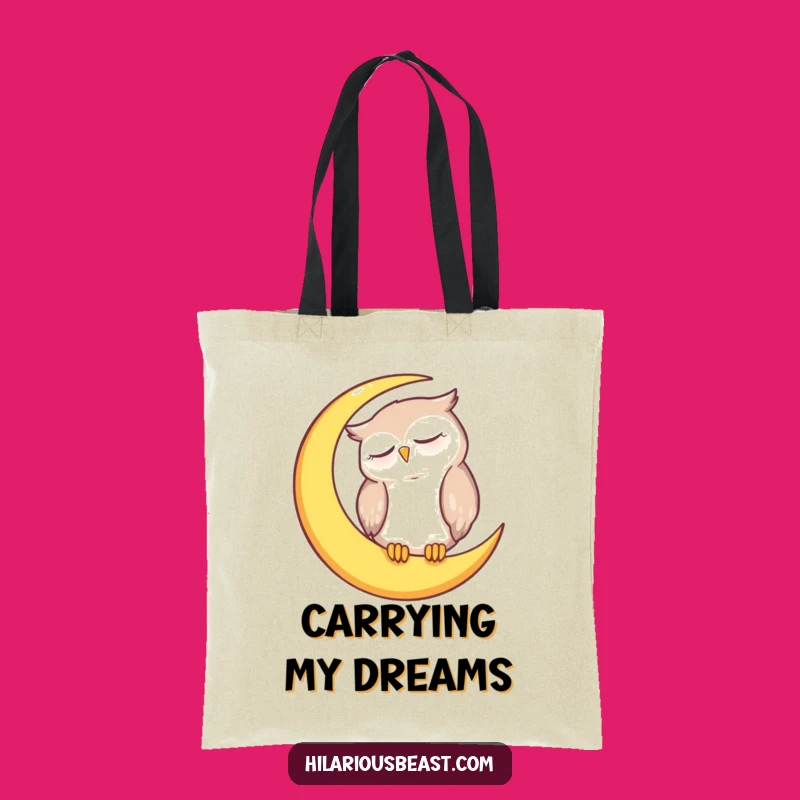 Funny Sleepy Owl Moon Tote Bag: Carry Your Essentials with Whimsical Charm