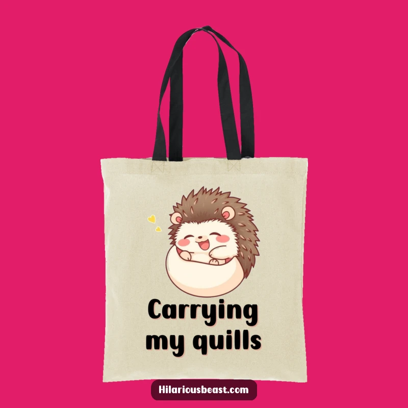 Funny Happy Hedgehog Tote Bag: Carry Your Giggles on the Go