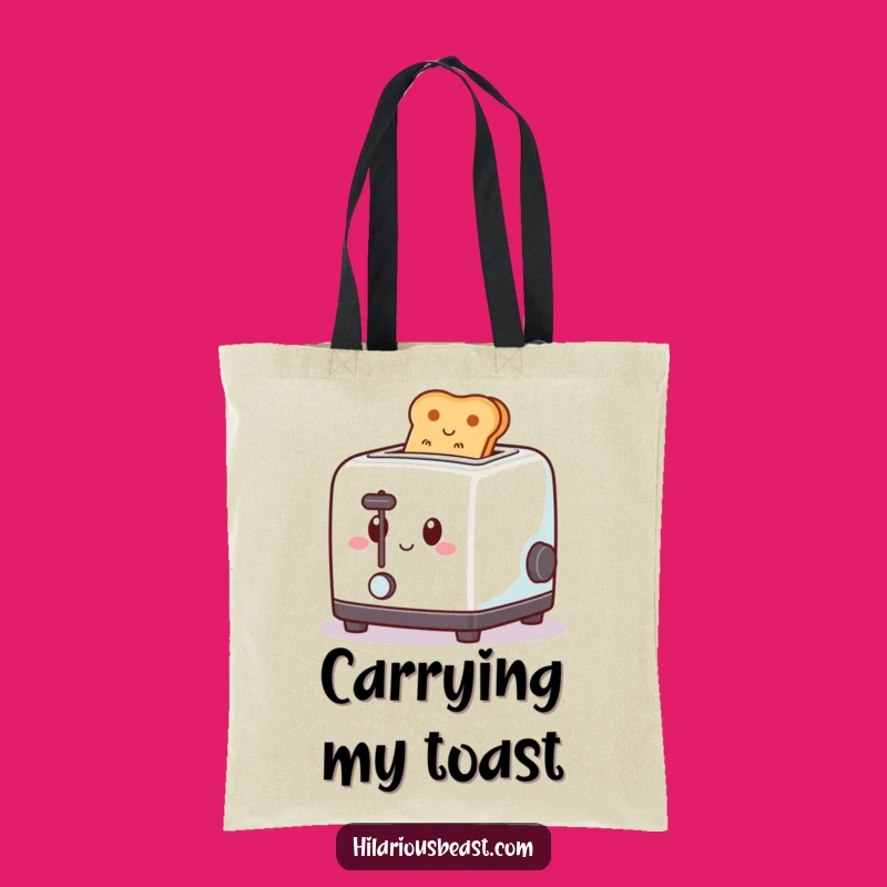 Funny Toaster Tote Bag - Happy Pop-Up Toast, Breakfast Humor Carry-All