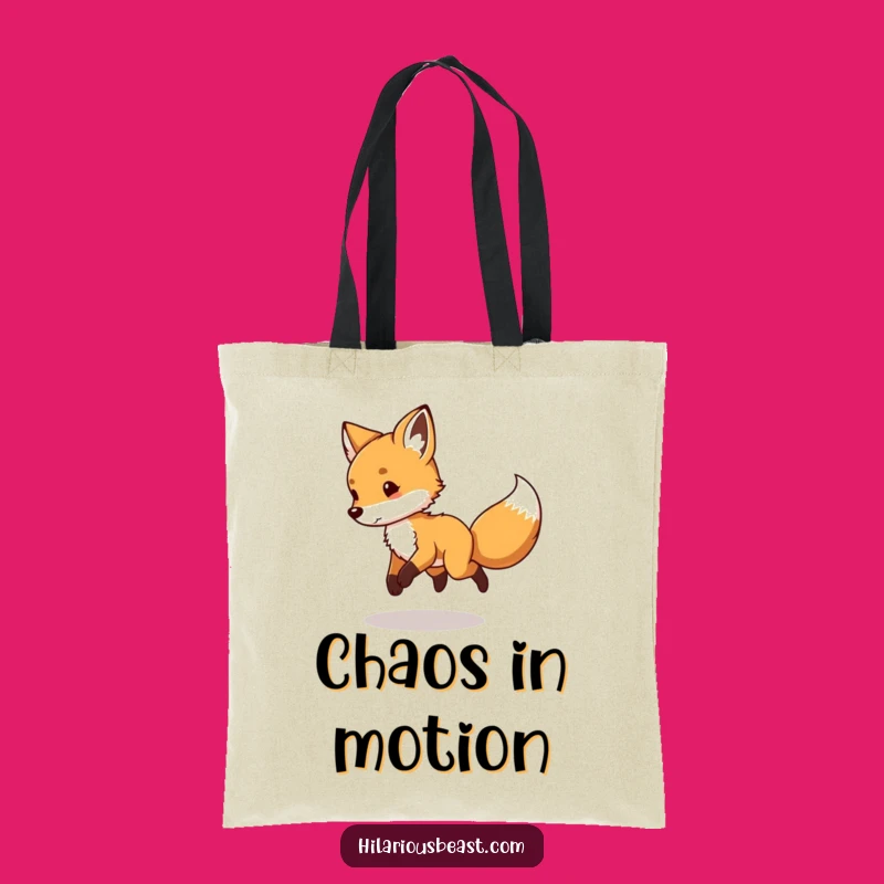 Funny Fox Cub Tote Bag - Playful Circle Chase Canvas Bag, Great Gift