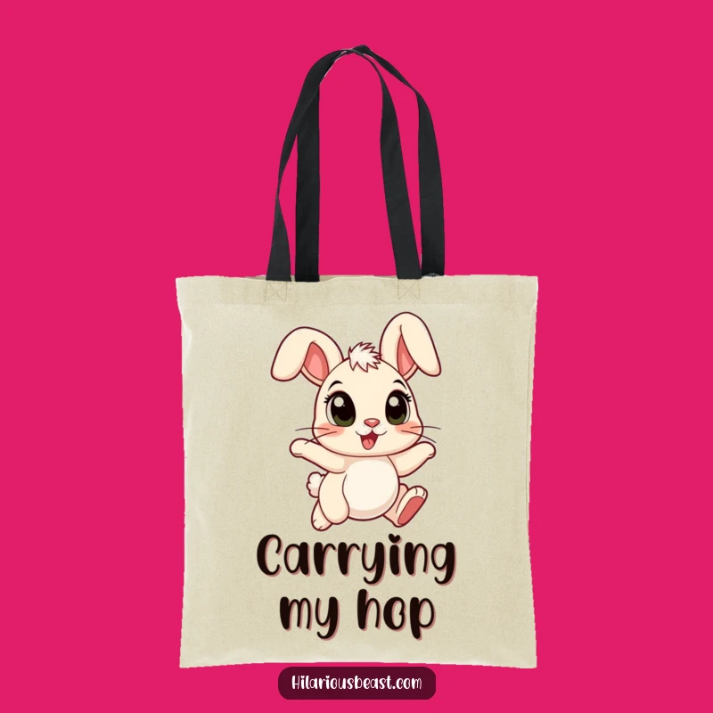Funny Cartoon Bunny Tote Bag - Floppy Ears, Hopping with Joy, Carry Your Smiles!