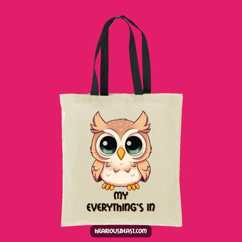 Funny Curious Owl Tote Bag - Enormous Eyes Surprise Carryall Gift