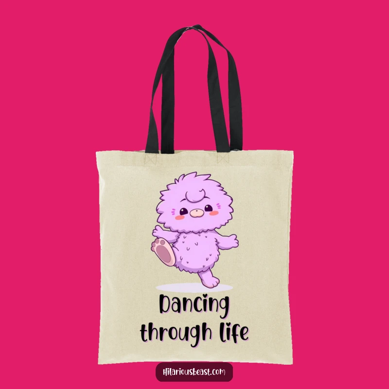 Funny Fluffy Creature Tote Bag - Purple Dancer, Big Feet, Humorous Carry-All Gift