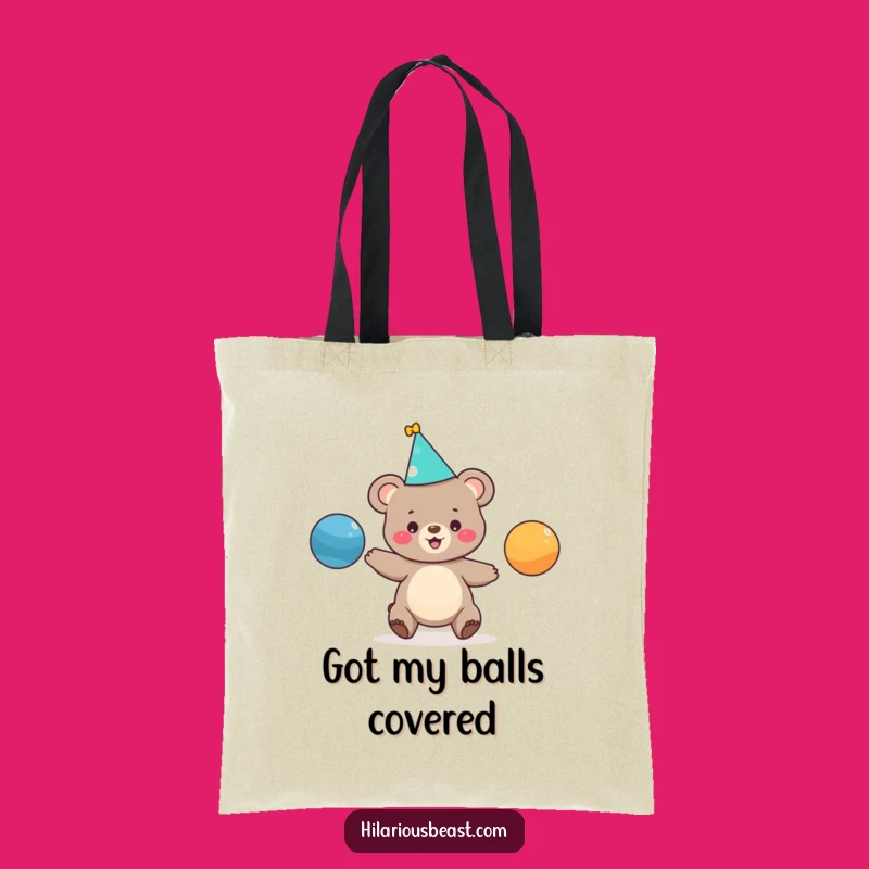Funny Juggling Bear Cub Tote Bag - Whimsical & Hilarious Carry-All Gift