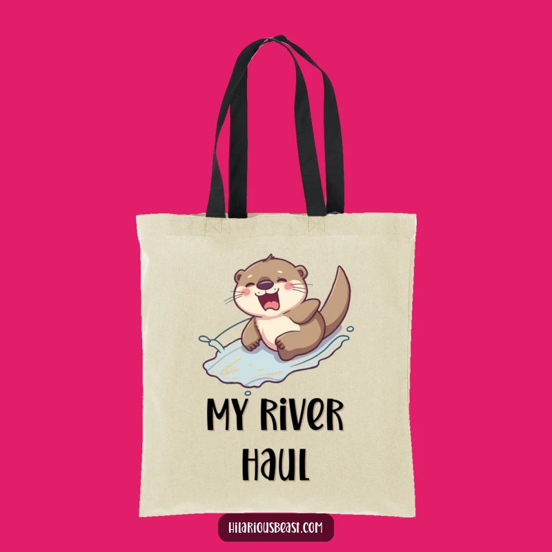 Funny Otter Tote Bag: Giggling Slider, Water Splash, Carry Playful Joy Gift