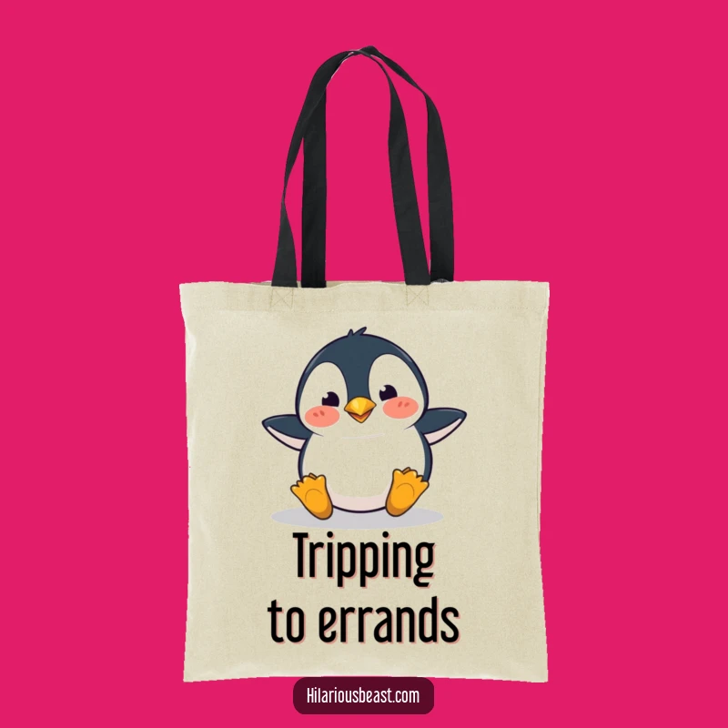 Funny Penguin Tote Bag - Clumsy Trip Design, Perfect Humorous Gift