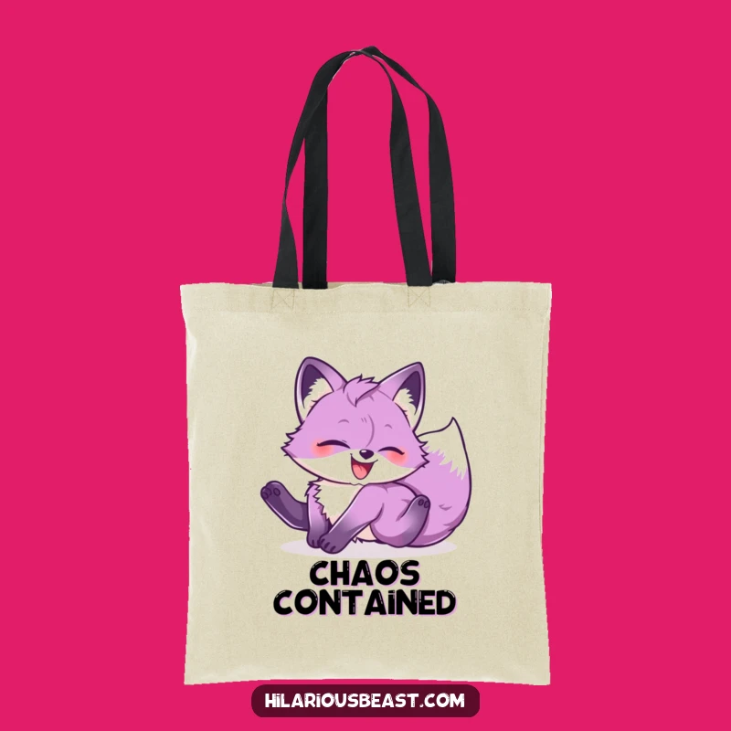 Funny Purple Fox Cub Tumbling Tote Bag: Carry Your Glee Hilariously