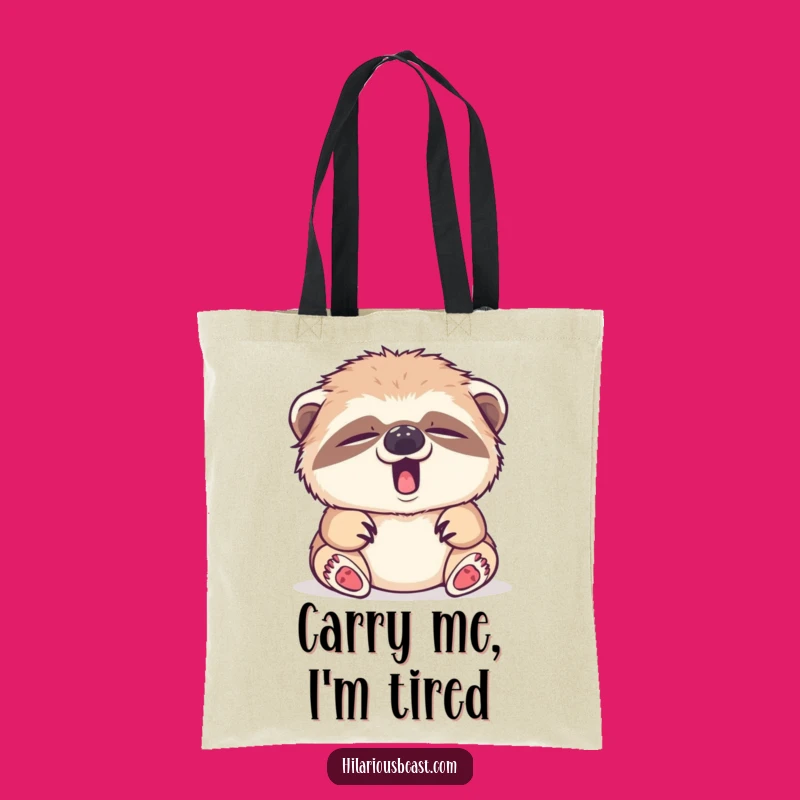 Funny Sloth Cub Tote Bag: Tiny Yawn Carryall, Everyday Essential Gift