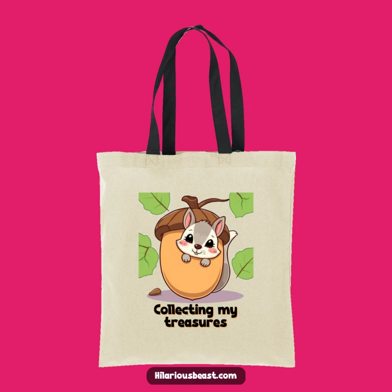 Funny Squirrel Smirk Tote Bag - Shy Acorn Peeker Carryall