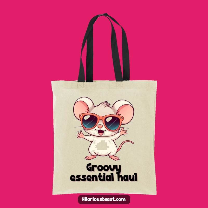 Funny Disco Mouse Tote Bag - Groovy Sunglasses Shopping Bag, Unique Gift