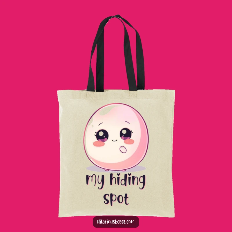 Funny Shy Blob Tote Bag - Sparkly Eyes Creature Hiding, Practical & Humorous Gift