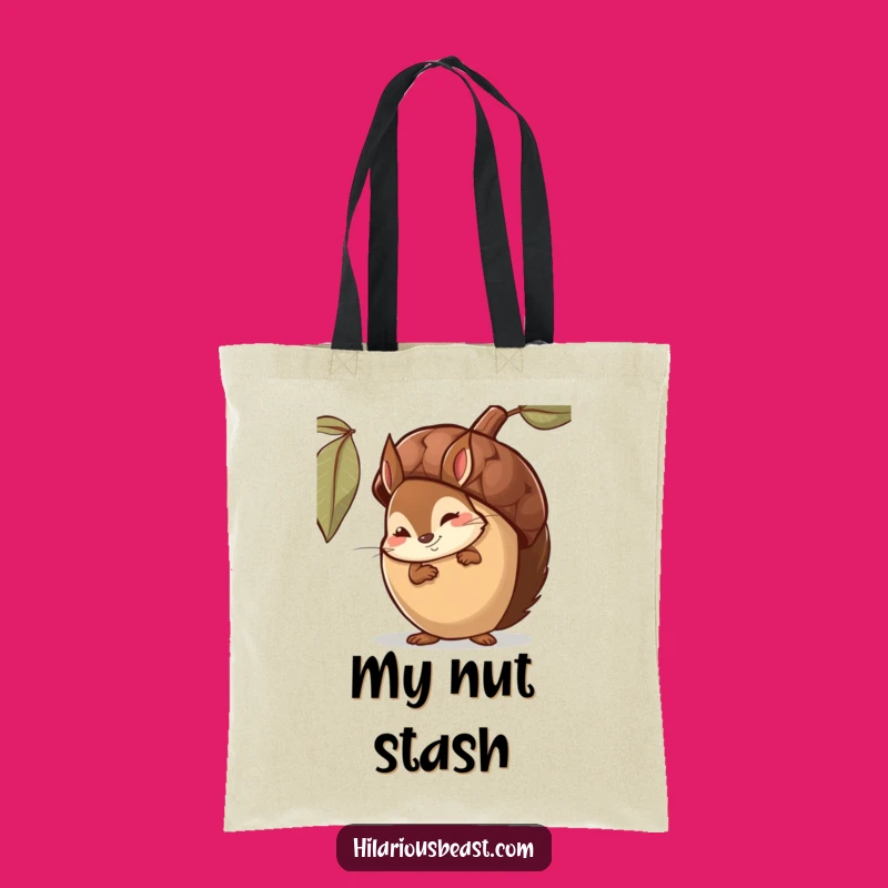 Funny Squirrel Tote Bag: Shy Acorn Peeker with Smirk, Ideal Comedic Carry-All Gift
